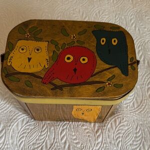 Vintage box purse, Colorful Owl Design